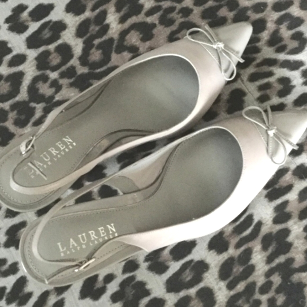 Ralph Lauren Grey Slingback Heels.